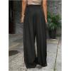 image:imageGORGLITTER Womens Tie Front Wide Leg Dress Pants Pleated Baggy Pants Loose TrousersBlack