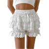image:imageGORGLITTER Womens Y2k Ruffle Bloomer Lace Shorts Coquette Lolita Elastic Waist Layered Mini ShortsWhite