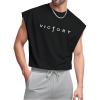 image:imageGORGLITTER Mens Cap Sleeve Cropped Tee Top Unisex Crew Neck Dolman Sleeve Oversized T ShirtBlack and Graphic