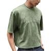 image:imageGORGLITTER Mens Cropped T Shirt Crop Top Graphic Short Sleeve Oversized Gym Boxy Tees Workout ShirtsGreen