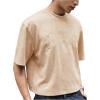 image:imageGORGLITTER Mens Cropped T Shirt Crop Top Graphic Short Sleeve Oversized Gym Boxy Tees Workout ShirtsSolid Apricot