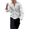 image:imageGORGLITTER Mens Striped Button Down Shirt Long Sleeve Collar Business Casual Beach Wedding Dress ShirtsBlack and White