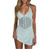 image:imageGORGLITTER Womens Crochet Beach Cover Up Dresses Hollow Out Tie Backless Halter Swimsuit CoverupsBlue