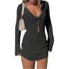 image:imageGORGLITTER Womens Crochet Bikini Cover Up Dress Cut Out Long Sleeve Beach Bathing Suit Swimsuit OutfitsBlack