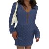 image:imageGORGLITTER Womens Crochet Bikini Cover Up Dress Cut Out Long Sleeve Beach Bathing Suit Swimsuit OutfitsBlue
