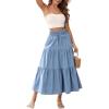 image:imageGORGLITTER Womens Jean Denim Maxi Long Skirts Rodeo Outfits Casual Ruffle Tiered High Waisted Y2k Flowy A Line SkirtsLight Wash