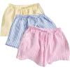 image:imageGORGLITTER Womens Summer Striped Boxer Shorts Elastic Waist Y2k Vacation Beach Bottoms Lounge Sleep Pajama Shorts Pack Blue Pink Yellow Medium