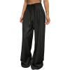 image:imageGORGLITTER Womens Tie Front Wide Leg Dress Pants Pleated Baggy Pants Loose TrousersBlack