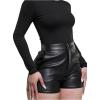 image:imageGORGLITTER Womens Y2k Leather Shorts Sexy Casual High Waist Rave Outfits Club Going Out Outfits PU Goth ShortsBlack