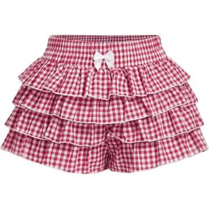 image:imageGORGLITTER Womens Gingham Shorts Bow Cute Y2K Layered High Waisted Ruffle Mini Shorts Micro BoyshortsRed and White