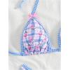 image:imageGORGLITTER Womens 2 Piece Swimsuit Floral Bikinis Sets Gingham Bow Halter Triangle High Cut Thong Beach Bathing SuitPink Blue White