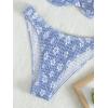 image:imageGORGLITTER Womens 2 Piece Swimsuit High Waisted Bikini Sets Floral Underwire Push Up Triangle Bathing Suits SwimwearBlue and White