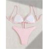 image:imageGORGLITTER Womens 2 Piece Swimsuit Summer Sexy Gingham Checkered Bikini Sets High Waisted Triangle Thong Bathing SuitsPink