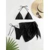 image:imageGORGLITTER Womens 3 Piece Swimsuits Halter Triangle String Bikini Set with Beach Skirt Swimwear SetBlack