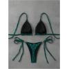 image:imageGORGLITTER Womens Animal Print Halter Triangle Bikini Set Two Piece Swimsuits Tie Side SwimwearGreen