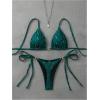 image:imageGORGLITTER Womens Animal Print Halter Triangle Bikini Set Two Piece Swimsuits Tie Side SwimwearGreen