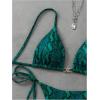 image:imageGORGLITTER Womens Animal Print Halter Triangle Bikini Set Two Piece Swimsuits Tie Side SwimwearGreen