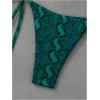 image:imageGORGLITTER Womens Animal Print Halter Triangle Bikini Set Two Piece Swimsuits Tie Side SwimwearGreen
