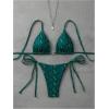 image:imageGORGLITTER Womens Animal Print Halter Triangle Bikini Set Two Piece Swimsuits Tie Side SwimwearGreen