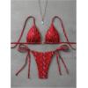 image:imageGORGLITTER Womens Animal Print Halter Triangle Bikini Set Two Piece Swimsuits Tie Side SwimwearRed