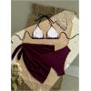 image:imageGORGLITTER Womens Bikini Sets 3 Piece High Cut Backless Halter Triangle Swimsuit with Beach Cover UpBurgundy