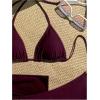 image:imageGORGLITTER Womens Bikini Sets 3 Piece High Cut Backless Halter Triangle Swimsuit with Beach Cover UpBurgundy