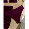 image:imageGORGLITTER Womens Bikini Sets 3 Piece High Cut Backless Halter Triangle Swimsuit with Beach Cover UpBurgundy