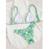 image:imageGORGLITTER Womens Boho Floral Triangle Bikini High Cut Thong Swimsuit 2 Piece Cheeky Bathing Suits 2026Mint Green