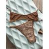 image:imageGORGLITTER Womens Cheeky High Cut Bikini Sets Scoop Neck Y2k Crochet Swimsuit 2 Piece Bathing Suit Beach Vacation OutfitsBrown
