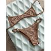 image:imageGORGLITTER Womens Cheeky High Cut Bikini Sets Scoop Neck Y2k Crochet Swimsuit 2 Piece Bathing Suit Beach Vacation OutfitsBrown