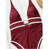 image:imageGORGLITTER Womens Cheetah Deep V Neck Sexy One Piece Bathing Suit Backless High Cut Leopard Monokini SwimsuitsBurgundy