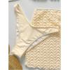 image:imageGORGLITTER Womens Crochet Cheeky Bikini Set 3 Piece Boho Swimsuit Triangle Bathing Suit with Cover Up Beach SkirtBeige