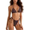image:imageGORGLITTER Womens Cute Bikini Set Halter Triangle Top High Cut Thong Polka Dots Cheeky 2026 Swimsuits Bathing SuitsCoffee Brown