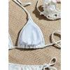 image:imageGORGLITTER Womens Floral Bikini Sets Boho Halter Triangle Side Tie Top with Bra Cute Bathing Suit Summer Beach OutfitsWhite