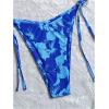 image:imageGORGLITTER Womens Floral Bow String Bikini Set Triangle Halter Swimsuit High Cut Summer Bathing Suit Swimwear 2025Blue Floral