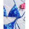 image:imageGORGLITTER Womens Floral Bow String Bikini Set Triangle Halter Swimsuit High Cut Summer Bathing Suit Swimwear 2025Blue Floral