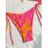 image:imageGORGLITTER Womens Floral Bow String Bikini Set Triangle Halter Swimsuit High Cut Summer Bathing Suit Swimwear 2025Pink and Orange
