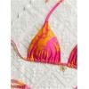 image:imageGORGLITTER Womens Floral Bow String Bikini Set Triangle Halter Swimsuit High Cut Summer Bathing Suit Swimwear 2025Pink and Orange