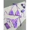 image:imageGORGLITTER Womens Floral Bow String Bikini Set Triangle Halter Swimsuit High Cut Summer Bathing Suit Swimwear 2025Purple