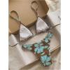 image:imageGORGLITTER Womens Floral Y2k Bikini Sets High Cut Thong Halter Triangle Cute Swimsuits 2 Piece Summer Bathing SuitsBlue and Brown