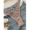 image:imageGORGLITTER Womens Gingham Bikini Lace Trim High Cut Swimsuit Two Piece Bathing Suit Cute SwimwearCoffee Brown
