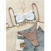 image:imageGORGLITTER Womens Gingham Bikini Lace Trim High Cut Swimsuit Two Piece Bathing Suit Cute SwimwearCoffee Brown
