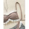 image:imageGORGLITTER Womens Gingham Bikini Lace Trim High Cut Swimsuit Two Piece Bathing Suit Cute SwimwearCoffee Brown