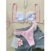 image:imageGORGLITTER Womens Gingham Bikini Lace Trim High Cut Swimsuit Two Piece Bathing Suit Cute SwimwearPink
