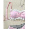 image:imageGORGLITTER Womens Gingham Bikini Lace Trim High Cut Swimsuit Two Piece Bathing Suit Cute SwimwearPink