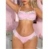 image:imageGORGLITTER Womens Gingham Bikini Lace Trim High Cut Swimsuit Two Piece Bathing Suit Cute SwimwearPink