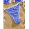 image:imageGORGLITTER Womens Gingham Bikini Sets Cute High Cut Thong Triangle Halter Top Cheeky 2026 Beach Bathing Suit SwimsuitBlue