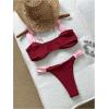 image:imageGORGLITTER Womens High Cut Bikini 2 Piece Swimsuits Pearls Cami Cheeky Swimwear Set BeachwearMulticolor