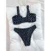 image:imageGORGLITTER Womens High Cut Bikini Sets 2 Piece Polka Dots Metal Shell Swimsuits BeachwearBlack and White