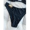 image:imageGORGLITTER Womens High Cut Bikini Sets 2 Piece Polka Dots Metal Shell Swimsuits BeachwearBlack and White